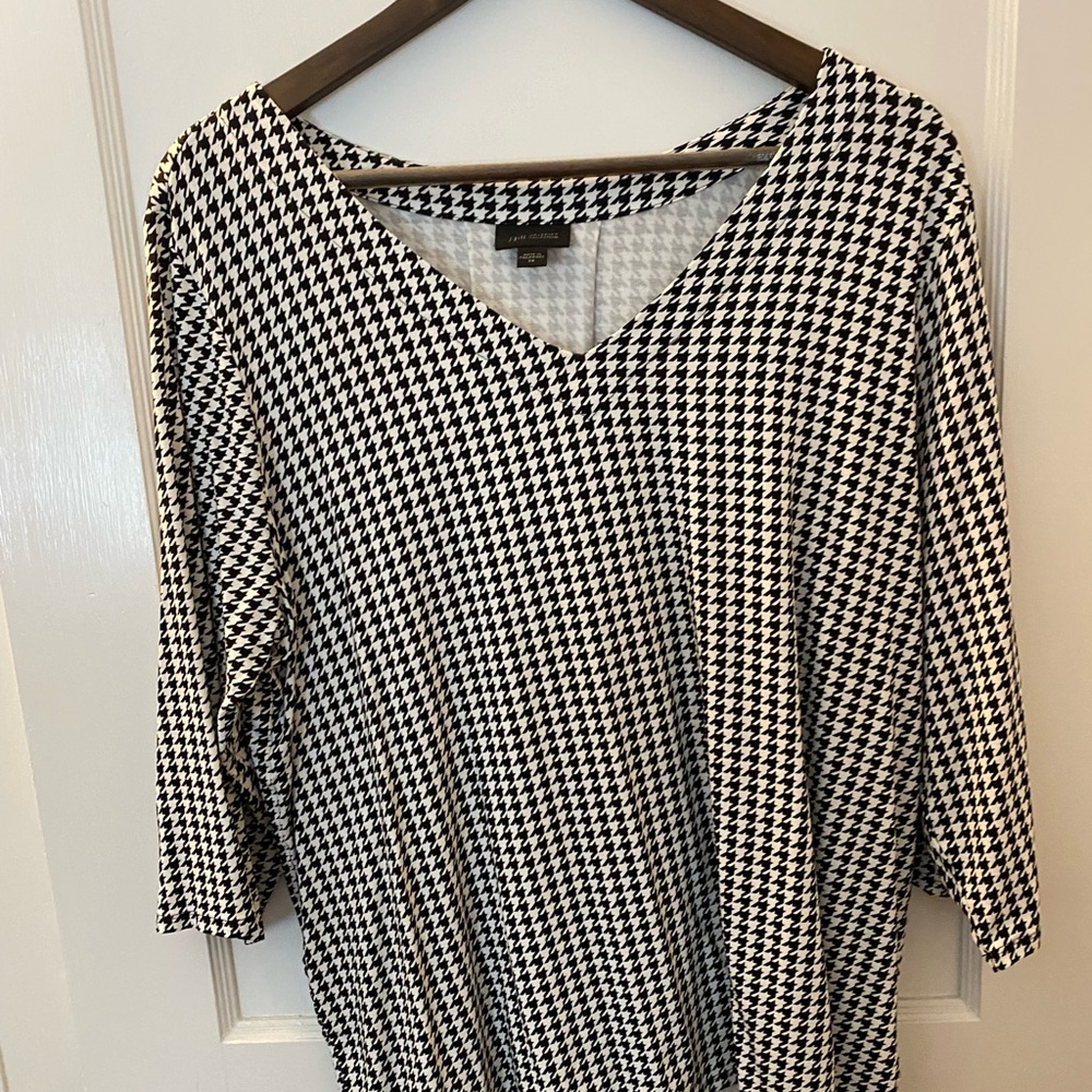J. Jill Wearever Collection Houndstooth V-neck 3/4 sleeve top size 2X